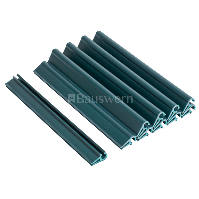 Bauswern Premium Pack of 10 PVC Mounting Clips, 190 mm, RAL6005 (Green)