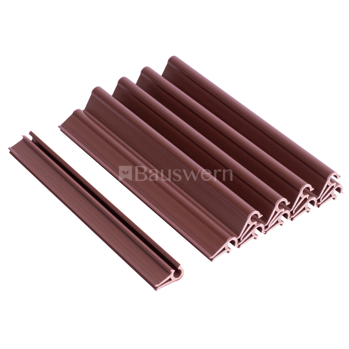 Bauswern Premium Pack of 10 PVC Mounting Clips, 190 mm, RAL8011 (Brown)
