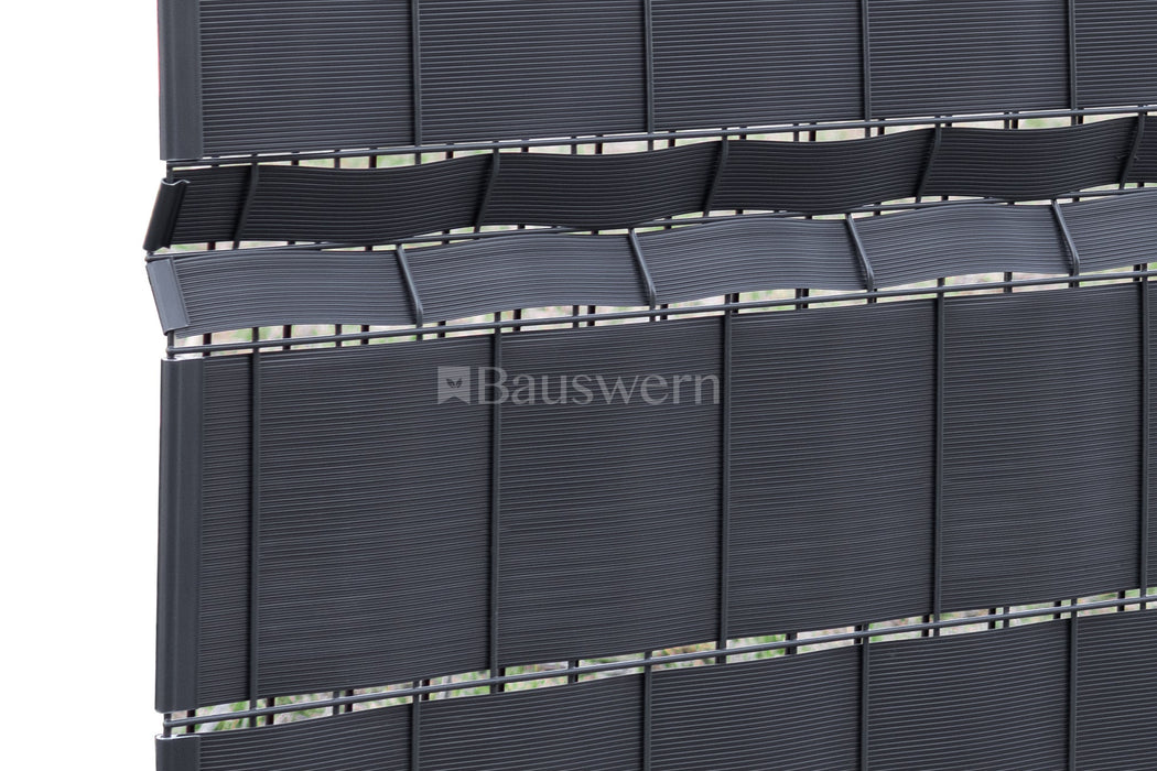 Bauswern Premium PP Sichtschutzstreifen für Doppelstabmatten - 700g/m² mit 50 x 0,0475 m RAL7016 (Grau)