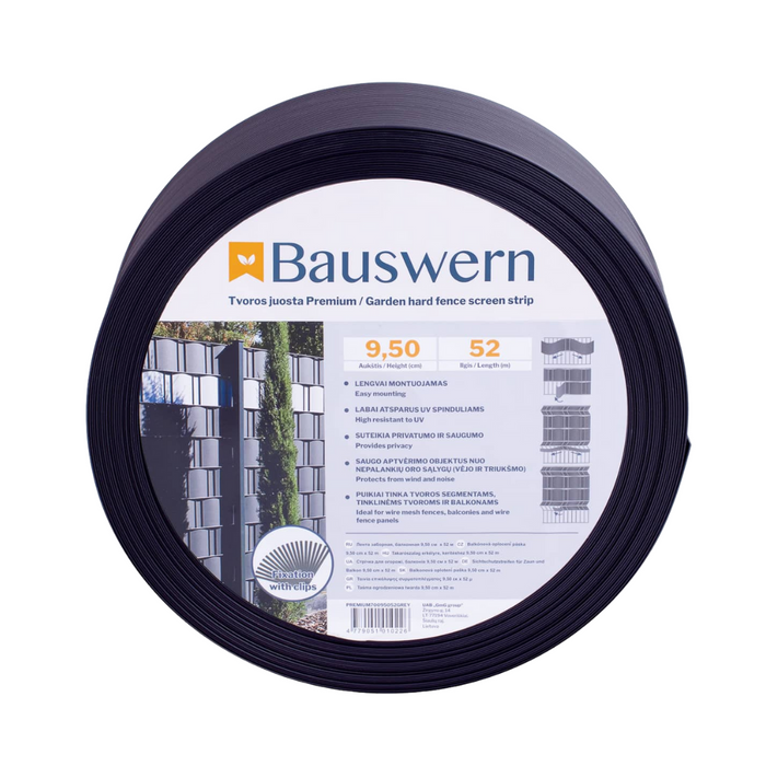 Bauswern Premium PP Privacy Screen Strips 52 x 0,095 m (700 g/m²) RAL7016 (Grey)